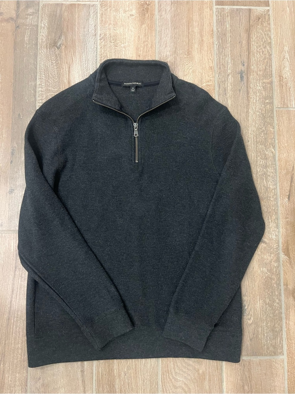 Banana Republic Men's Charcoal Black Half-Zip Sweater